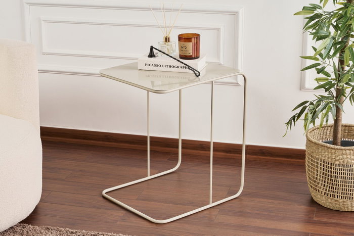 Hanah Home SHB-011-B Mesa Lateral de Metal Taupe 47 x 46 x 57 cm